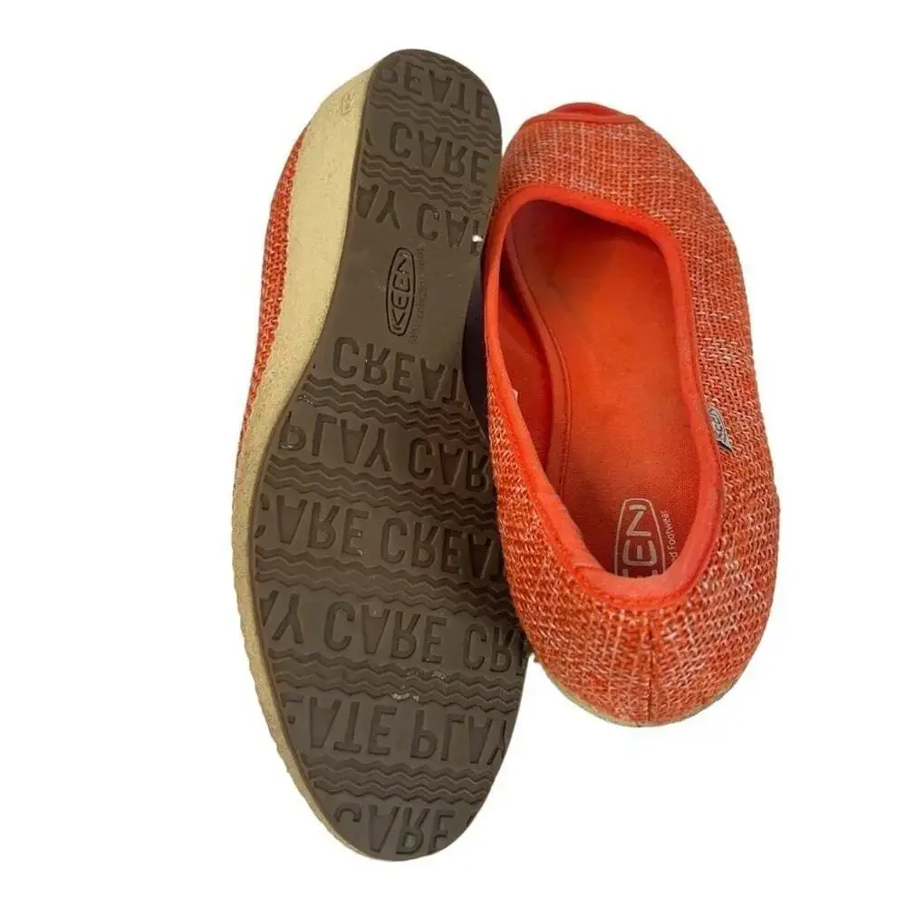 KEEN Cortona Wedge Shoes Womens 9 Orange Peep Toe Casual Comfort 1012413